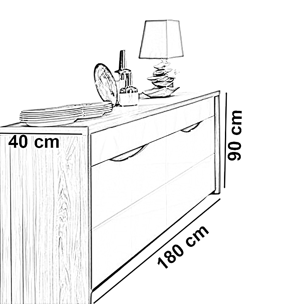 بوفيه خشب ام دي اف، 180*40*90 سم