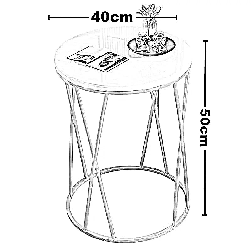 ترابيزة جانبية معدن بسطح رخام، 40*40*50 سم