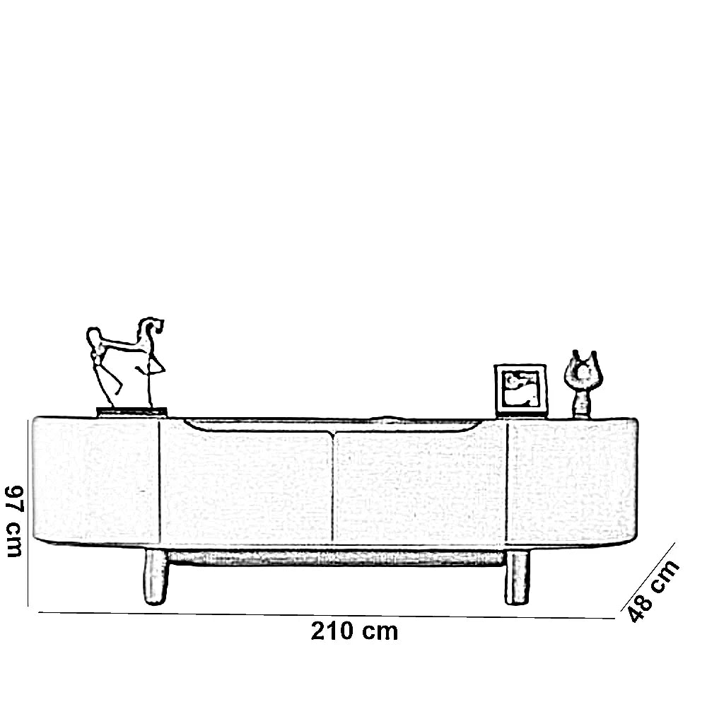 بوفيه خشب زان و كونتر، 210*48*97 سم