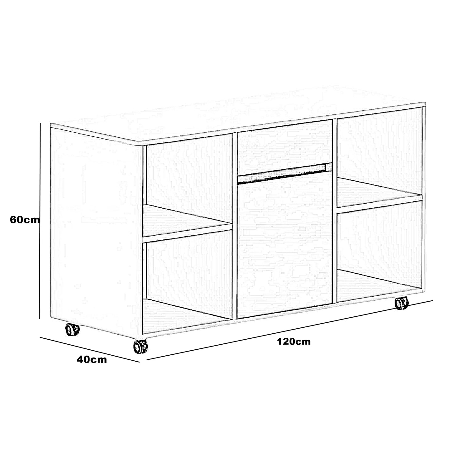 وحدة تخزين خشب ام دي اف، 120*40*60 سم