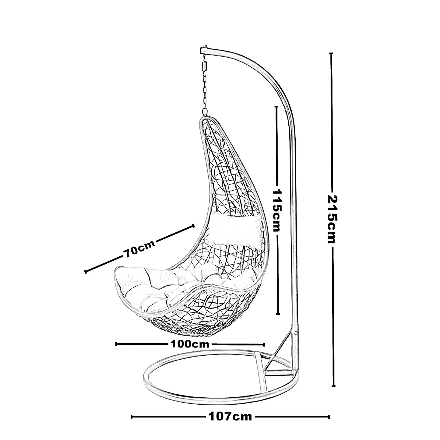 أرجوحة معدن و راتان، 100*70*115 سم