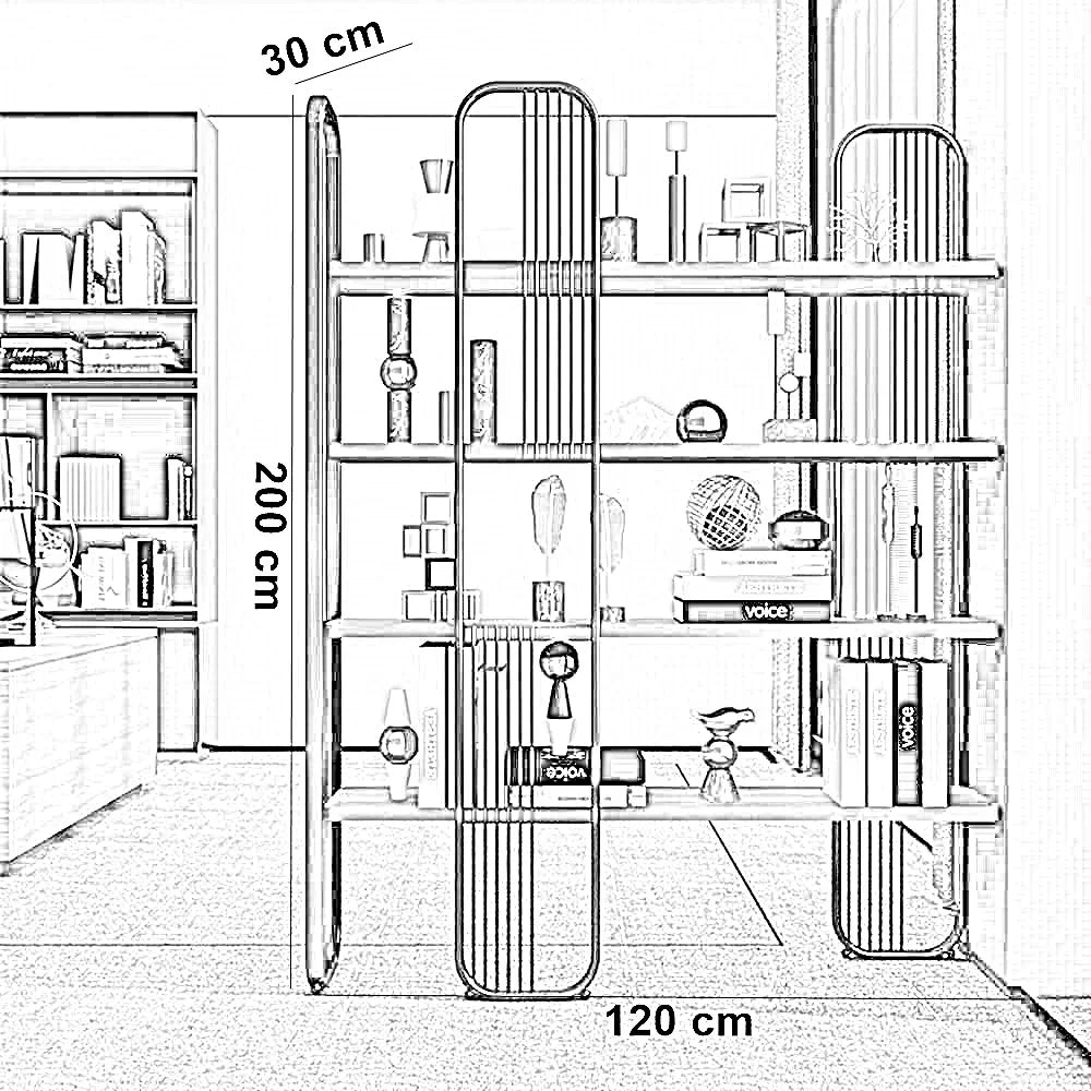 وحدة أرفف ستيل وام دي اف، 120*30*200 سم