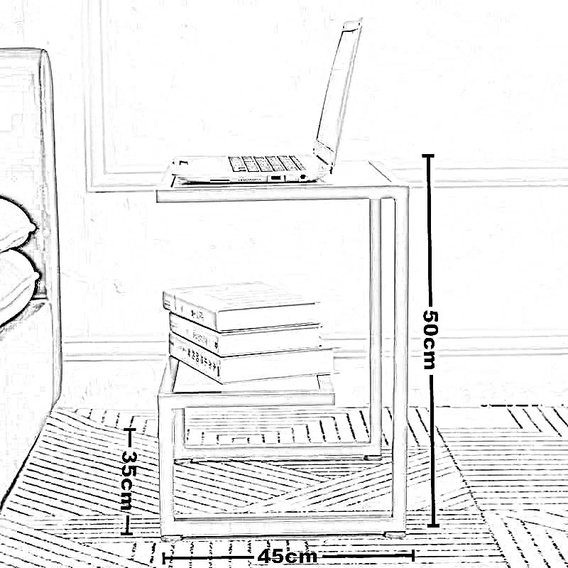ترابيزة جانبية ستيل بسطح رخام، 35*45*50 سم