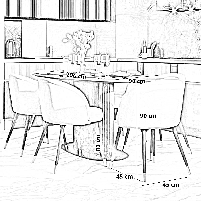 طقم سفرة خشب زان و كونتر، 7 قطع