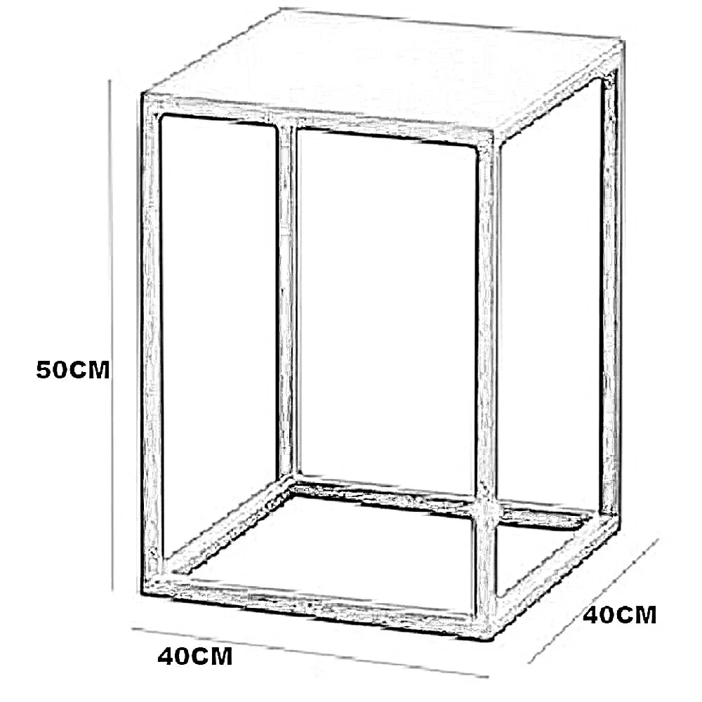 ترابيزة جانبية ستيل بسطح خشب، 40*40*50 سم