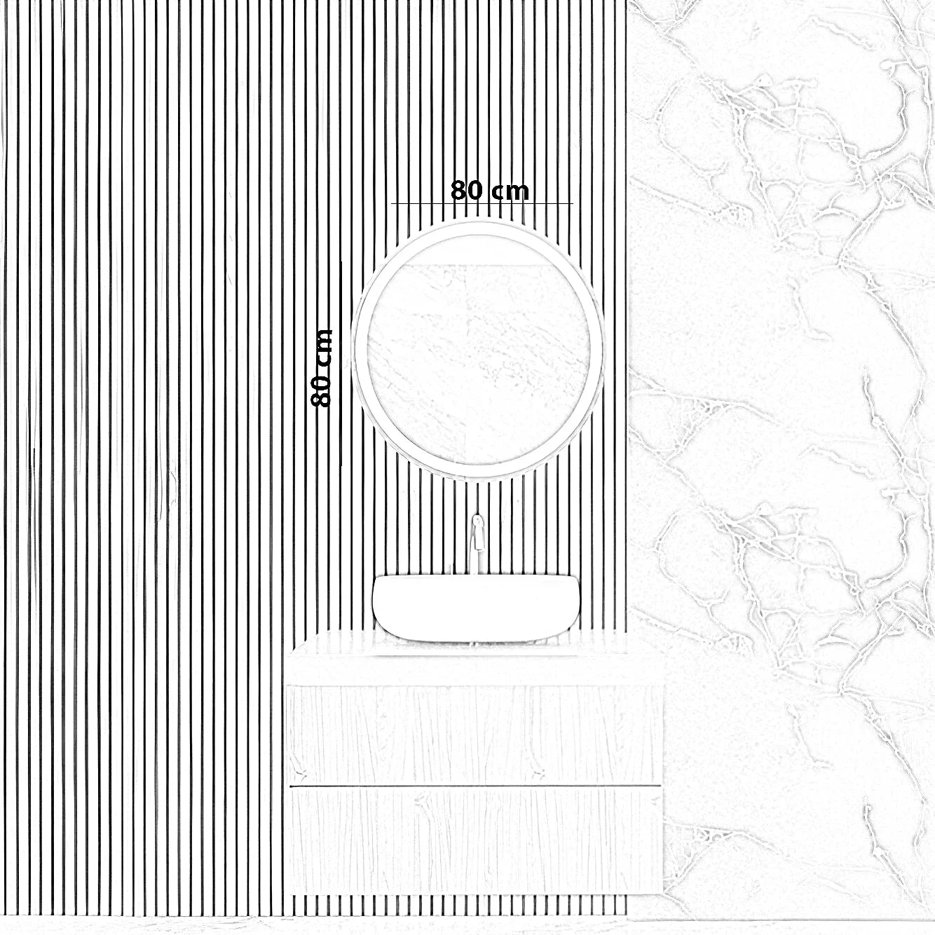 مرايا ليد، 80*80 سم