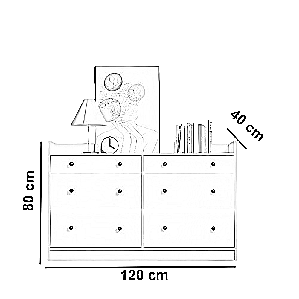 وحدة أدراج خشب ام دي اف، 120*40*80 سم