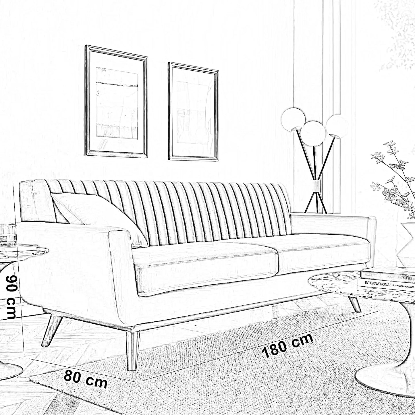 كنبة خشب زان، 180*80*90 سم