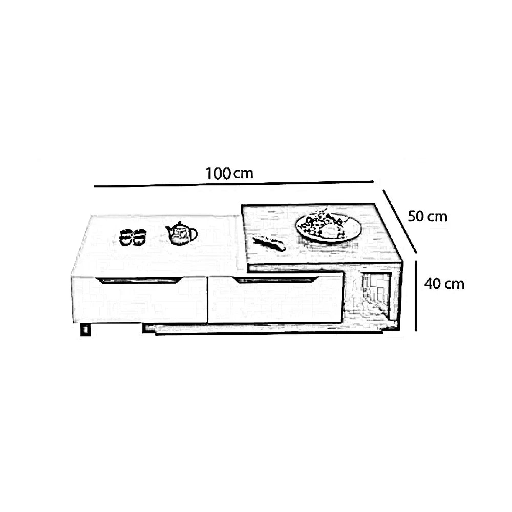 طقم ترابيزة تليفزيون مع ترابيزة قهوة، خشب ام دي اف - قطعتين