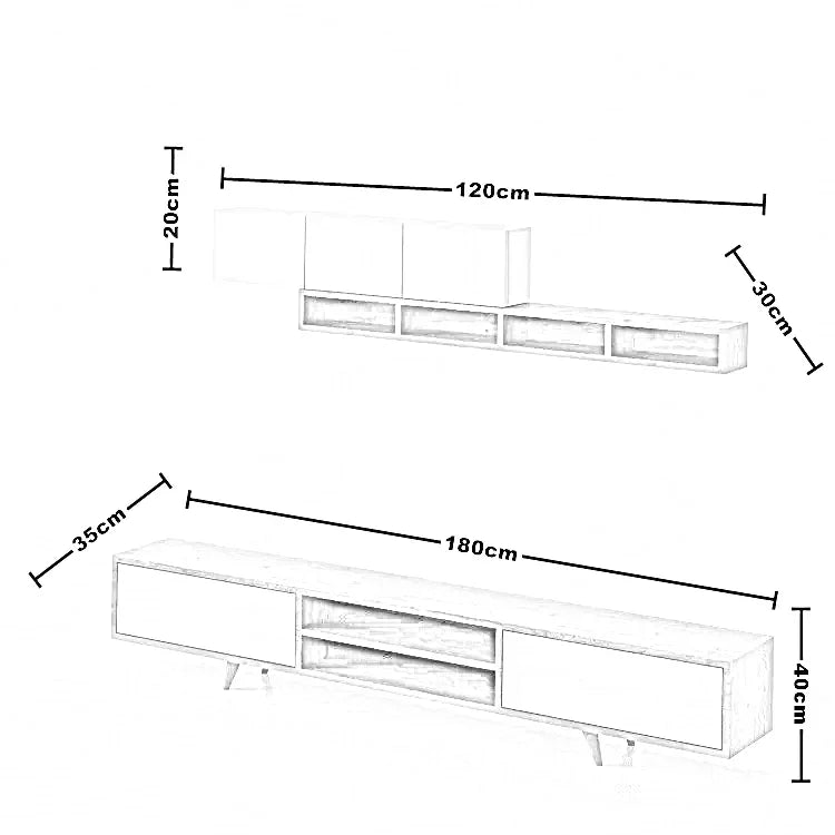 ترابيزة تليفزيون ام دي اف، قطعتين