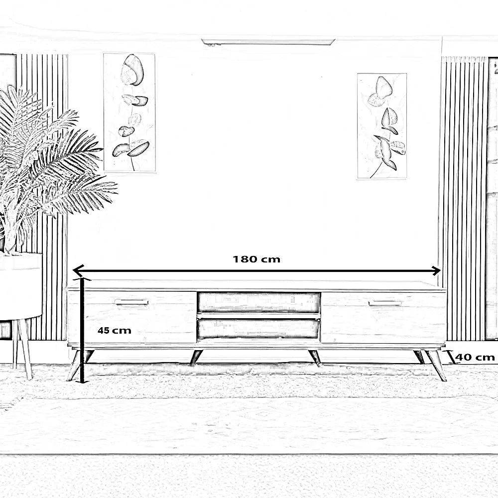 ترابيزة تليفزيون ام دي اف، 180*40*45 سم