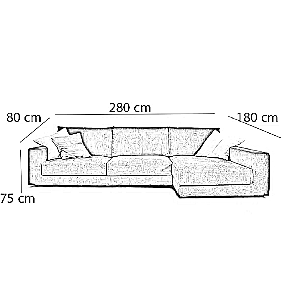 ركنة خشب زان، 280*180*75 سم