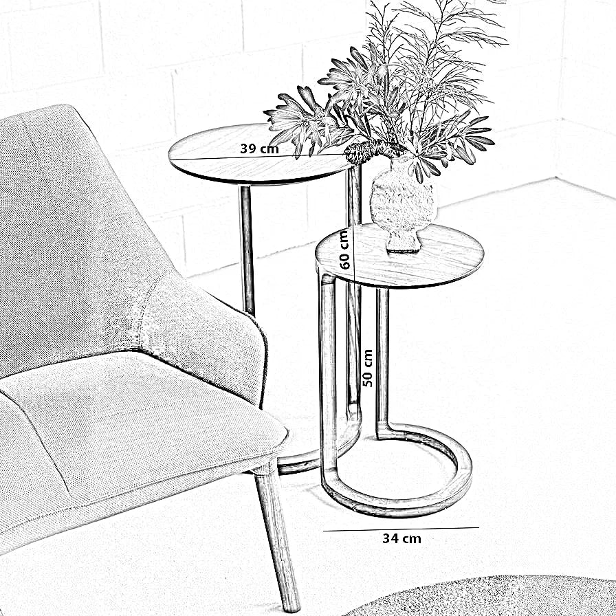 طقم ترابيزات جانبية خشب كونتر، قطعتين