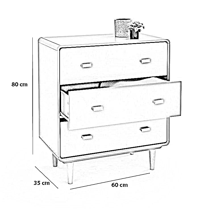 وحدة أدراج خشب كونتر و موسكي، 60*35*80 سم