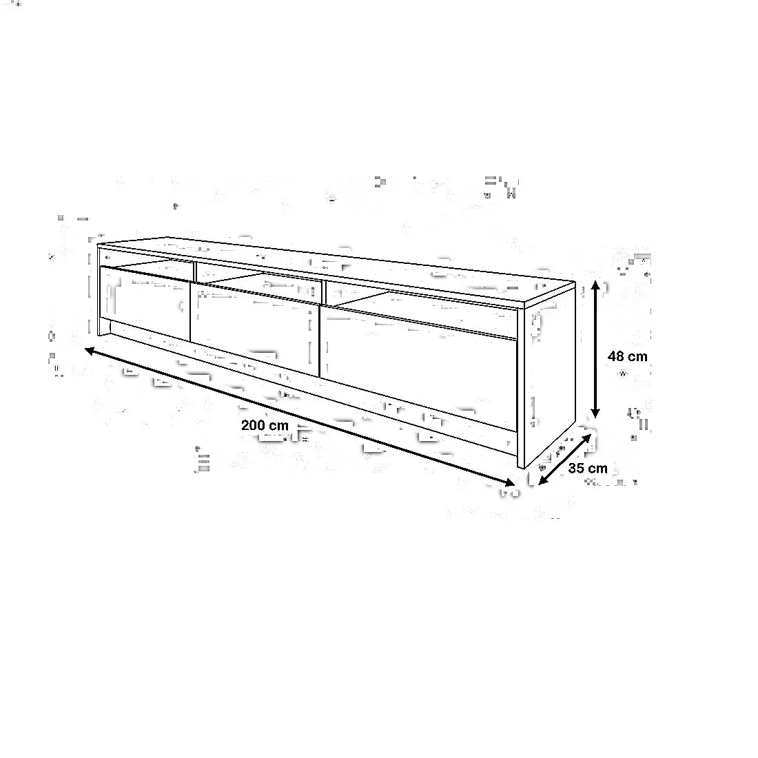 ترابيزة تليفزيون ام دي اف، 200*35*48 سم