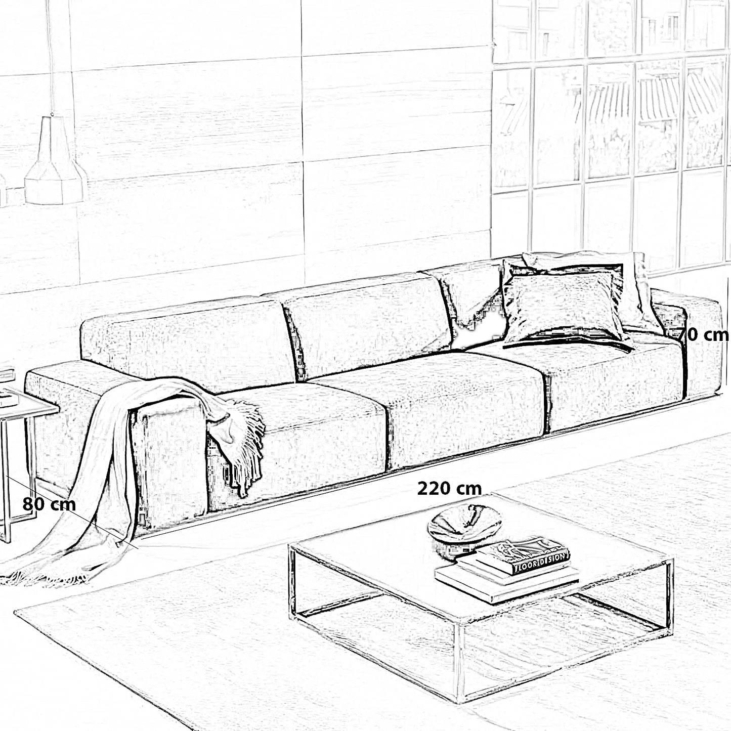 كنبة خشب زان، 220*80*70 سم