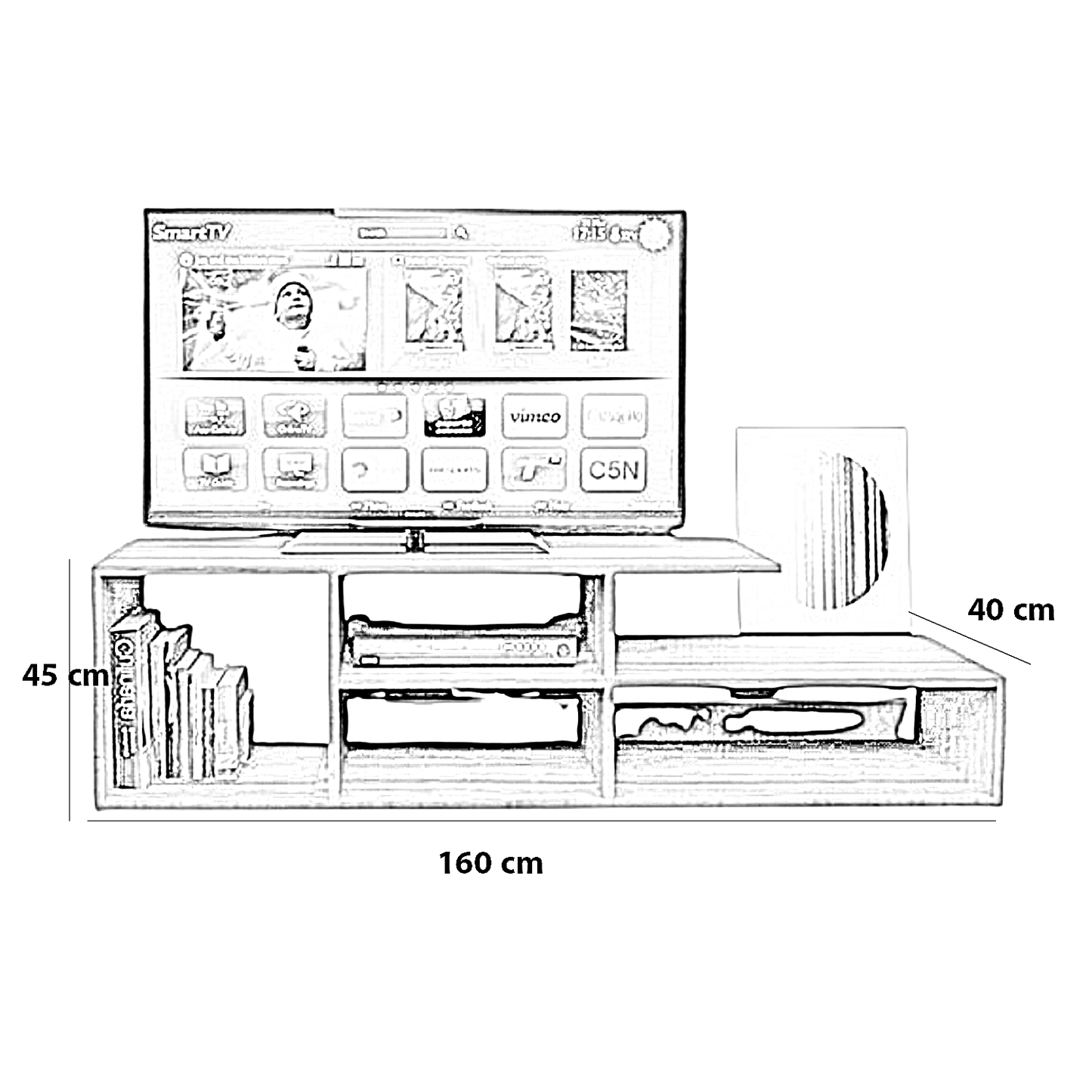 ترابيزة تليفزيون خشب ام دي اف، 160*40*45 سم