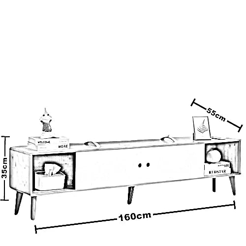 ترابيزة تليفزيون ام دي اف، 160*55*35 سم