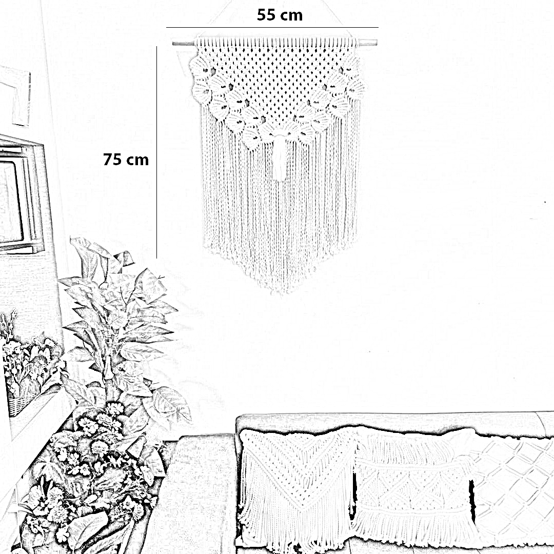 مكرمية حائط قطن و موسكي، 55*75 سم