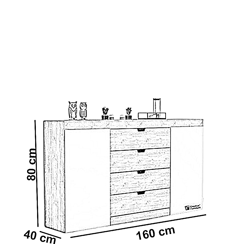 بوفيه خشب ام دي اف، 160*40*80 سم