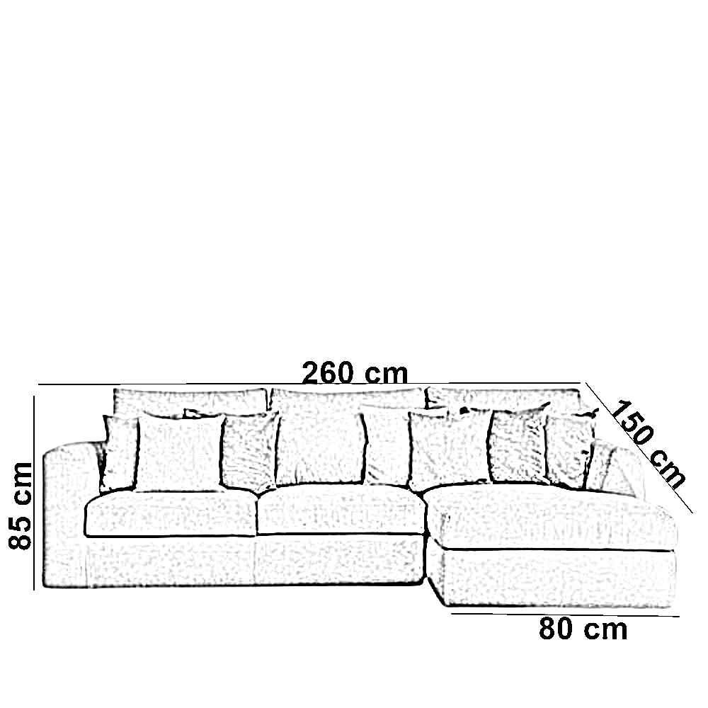 ركنة خشب زان، 260*150*85 سم