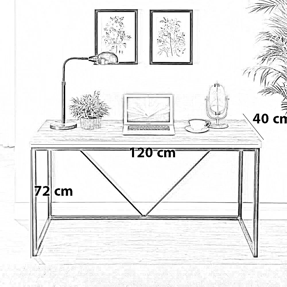 مكتب معدن، 120*40*72 سم