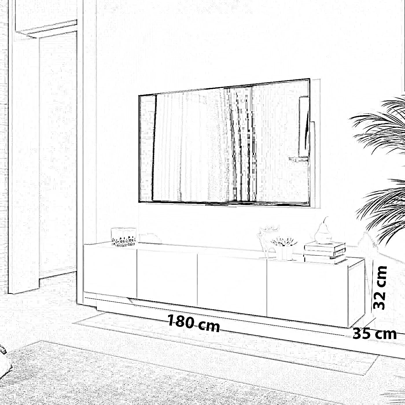 ترابيزة تليفزيون ام دي ف، 180*35*32 سم