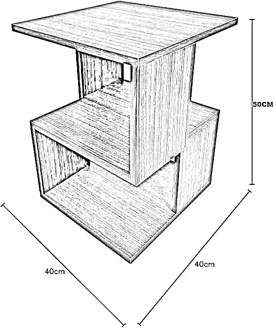 ترابيزة جانبية ام دي اف، 40*40*50 سم - بيج