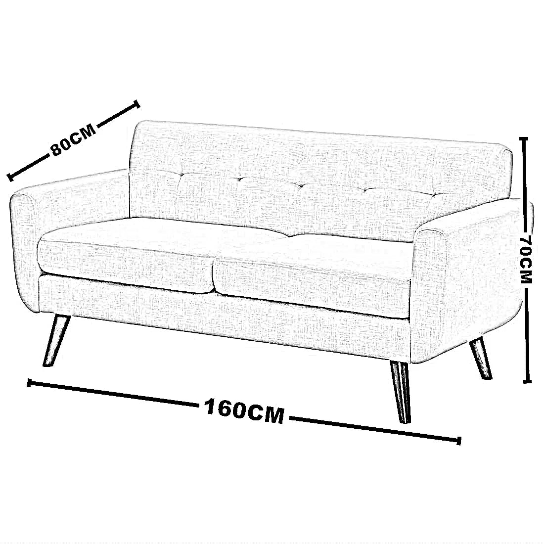 كنبة خشب زان، 160*80*70 سم