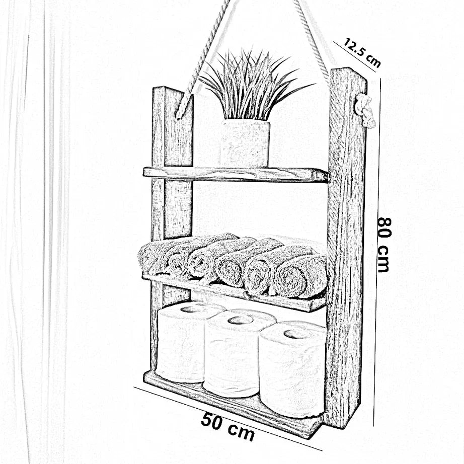 رف حائط خشب موسكي، 50*12.5*80 سم
