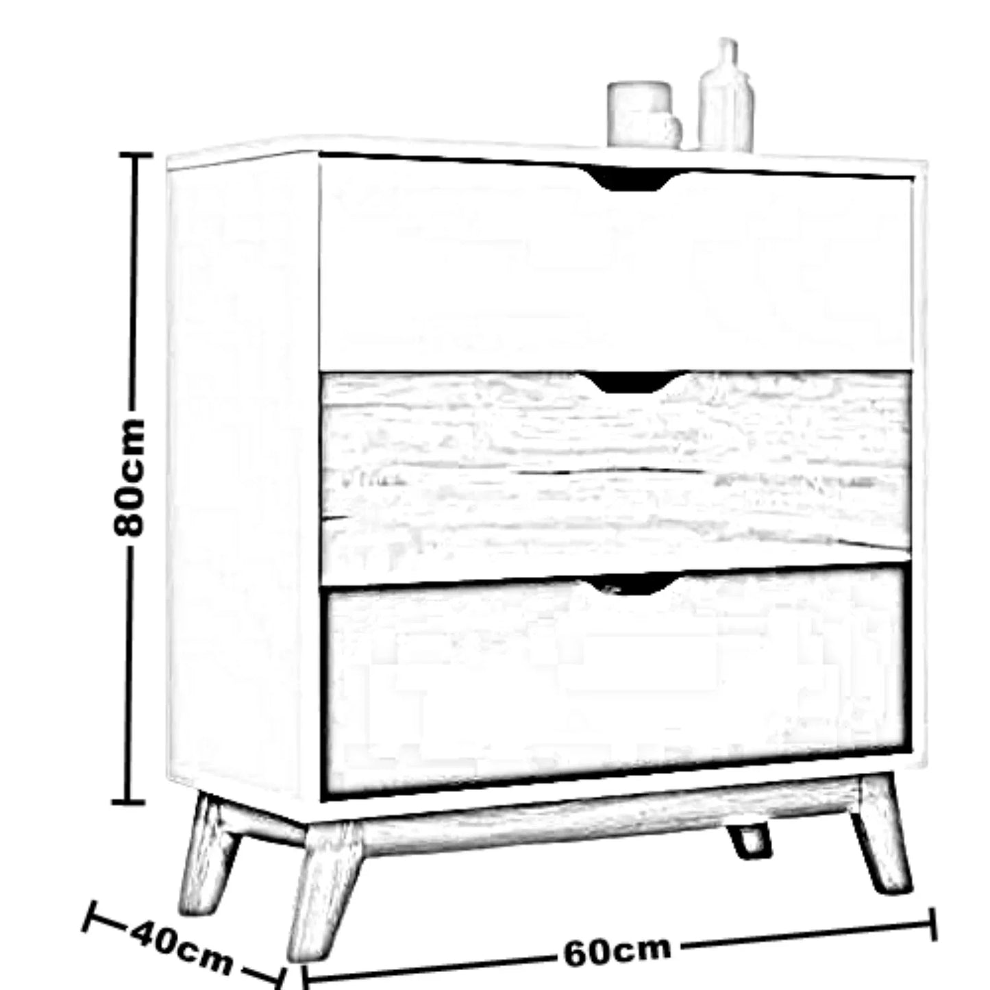 وحدة ادراج خشب ام دي اف، 60*40*80 سم