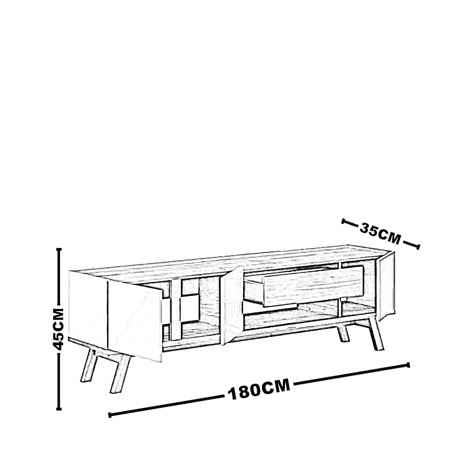 ترابيزة تليفزيون ام دي اف، 180*35*45 سم