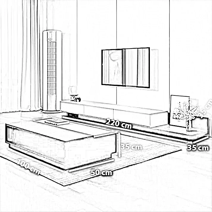 طقم ترابيزة تليفزيون مع ترابيزة قهوة، خشب ام دي اف - قطعتين