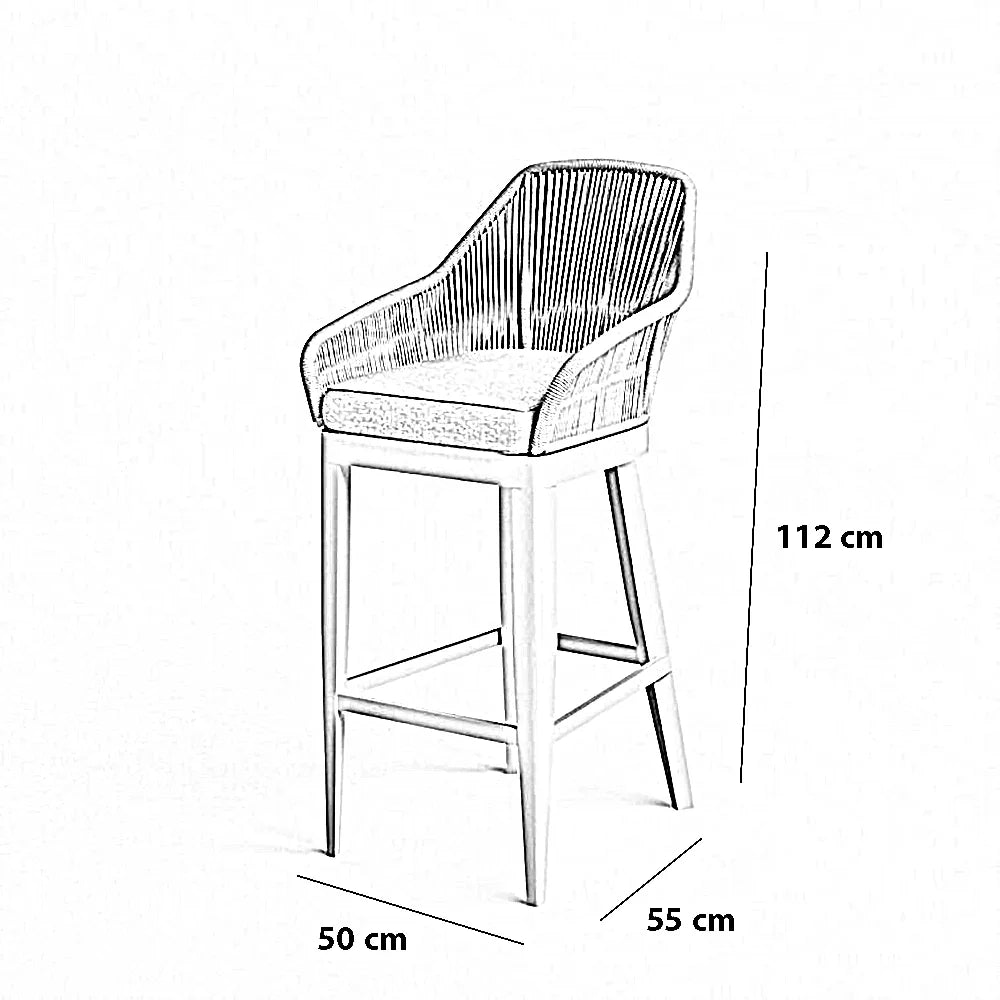 كرسي بار خارجي ستيل و دوبار، 50*55*112 سم