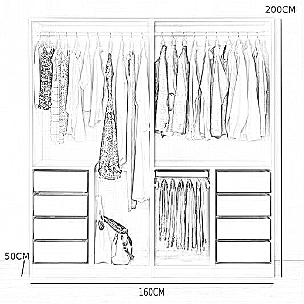 دريسينج خشب ام دي اف أسباني، 160*50*200 سم