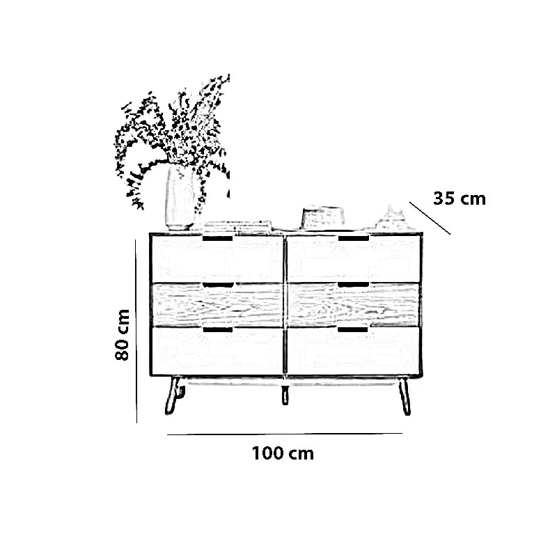 وحدة أدراج خشب كونتر وموسكي، 100*35*80 سم