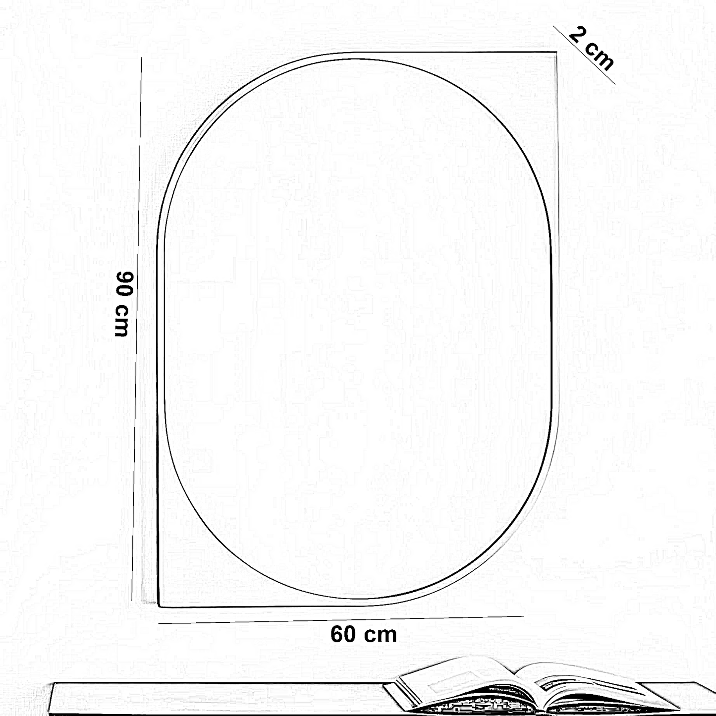 مرايا حائط بإطار خشب ام دي اف، 60*2*90 سم