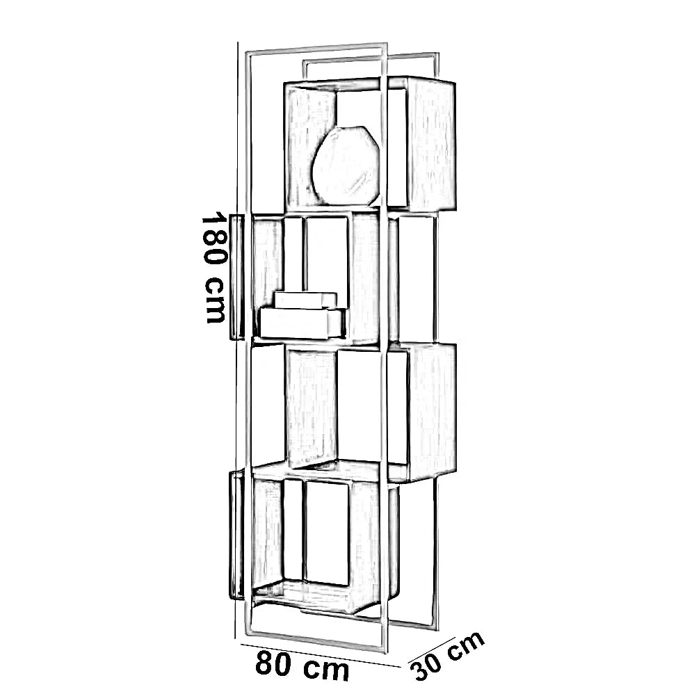 وحدة أرفف ستيل و ام دي اف، 80*30*180 سم