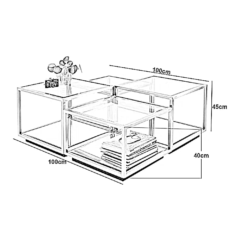 ترابيزة قهوة ستيل، 100*100*45 سم