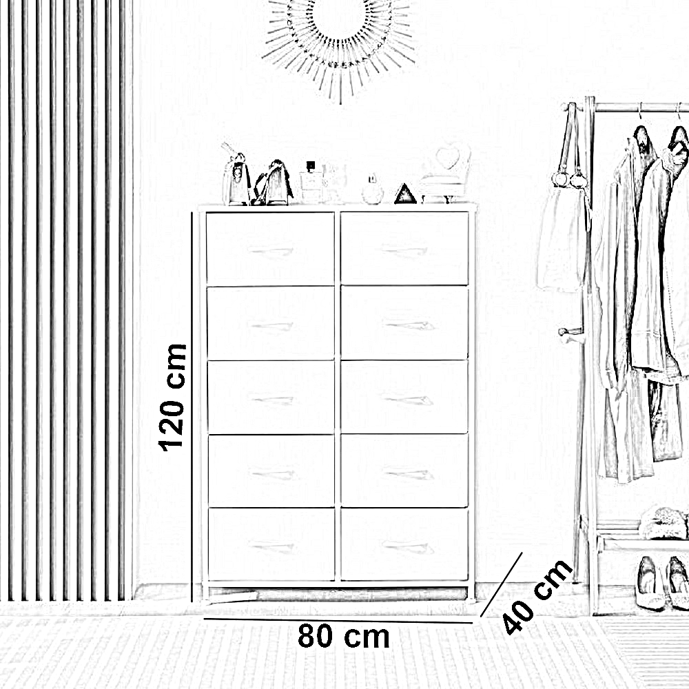 وحدة أدراج خشب ام دي اف، 80*40*120 سم