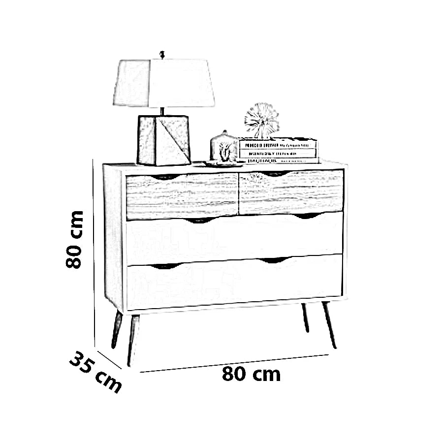 وحدة أدراج خشب كونتر و موسكي، 80*35*80 سم