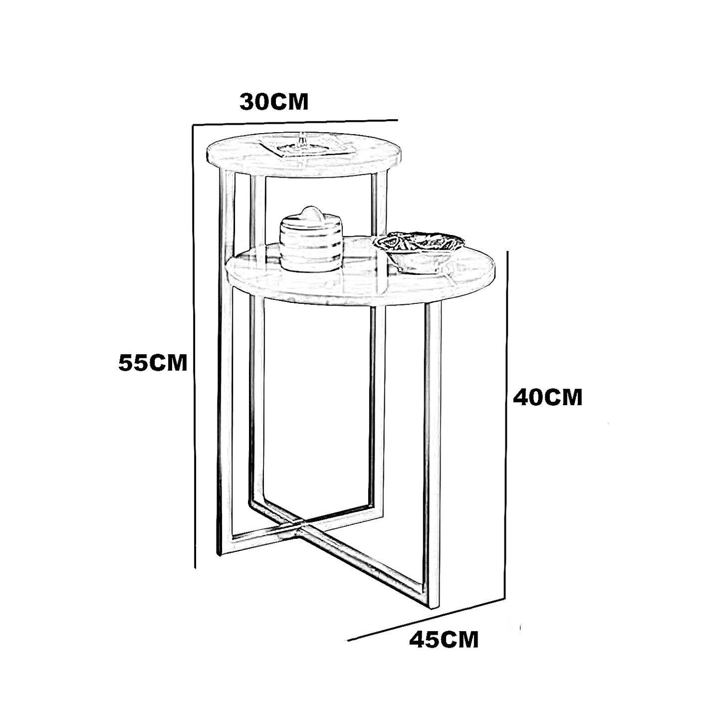 ترابيزة جانبية معدن بسطح رخام - فضي