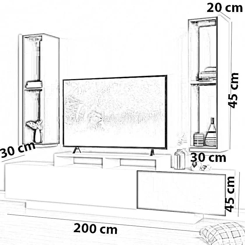ترابيزة تليفزيون ام دي اف، قطعتين