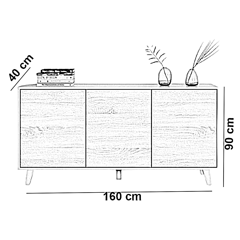 بوفيه خشب ام دي اف، 160*40*90 سم