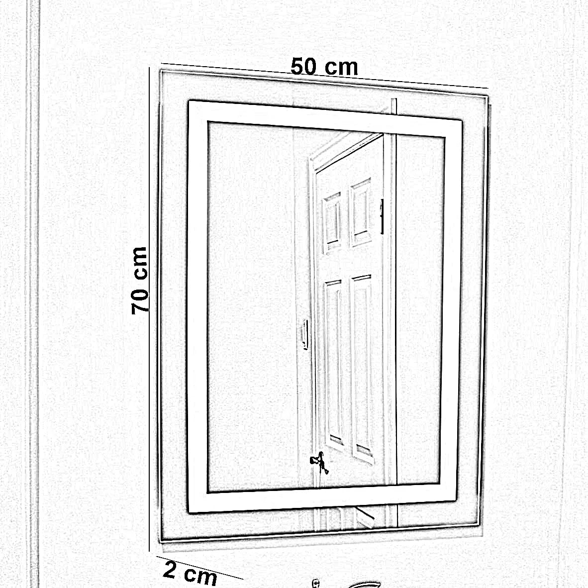 مرايا حائط ليد، 50*2*70 سم