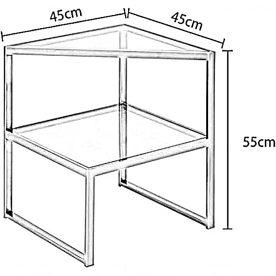 ترابيزة جانبية ستيل بسطح زجاج، 45*45*55 سم