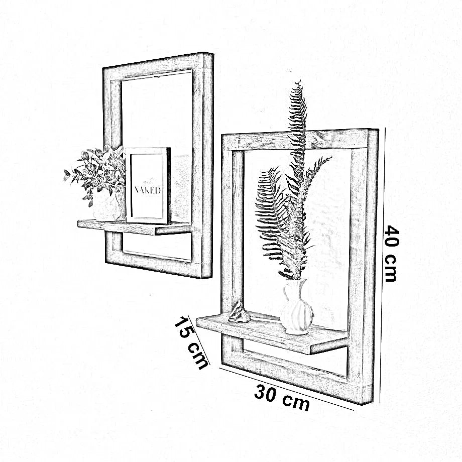 رف حائط خشب موسكي، 30*15*40 سم - قطعتين