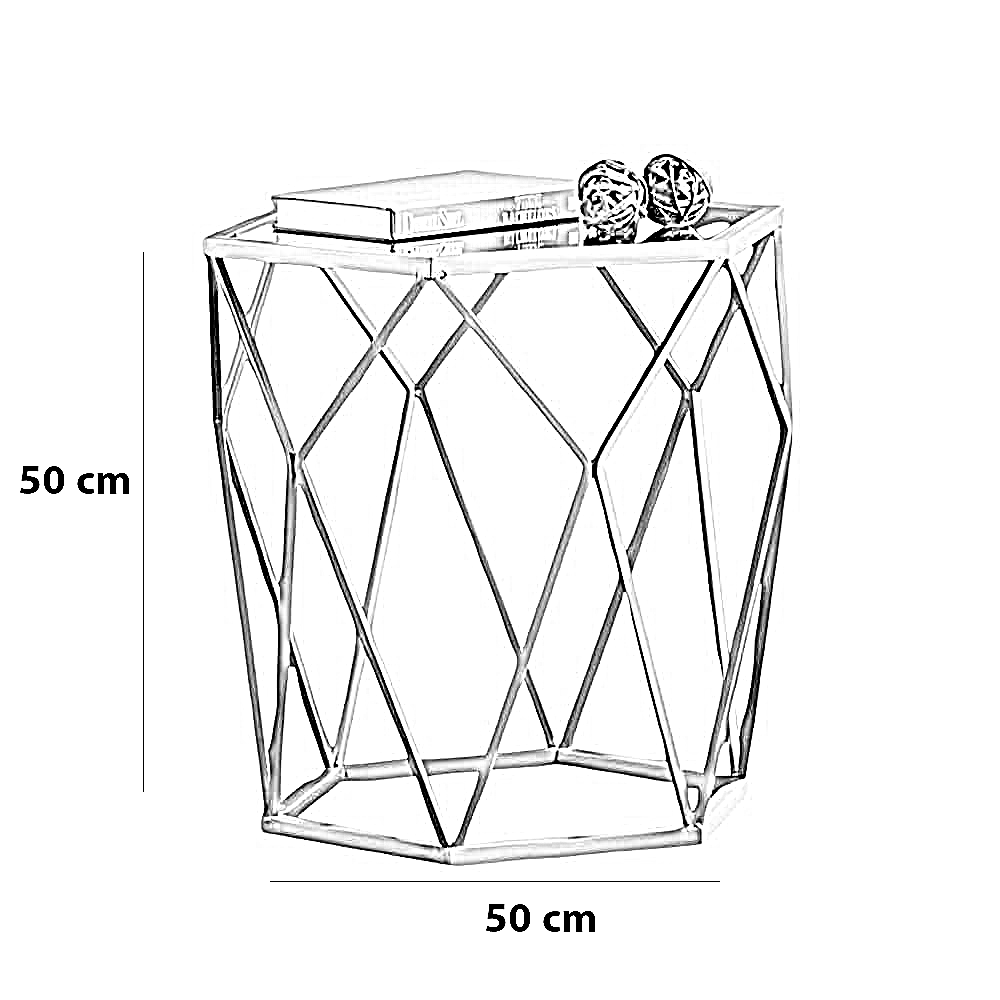ترابيزة جانبية ستيل وزجاج، 50*50*60 سم