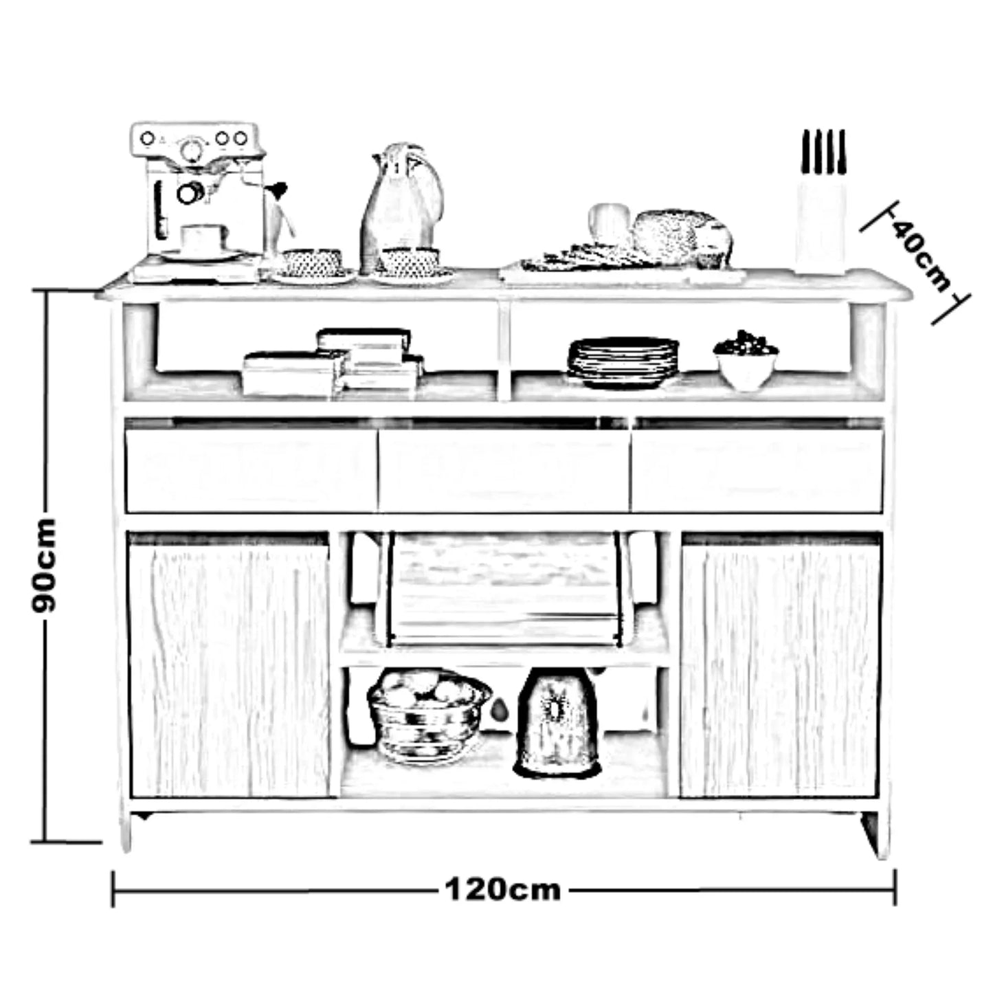 وحدة تخزين مطبخ خشب ام دي اف