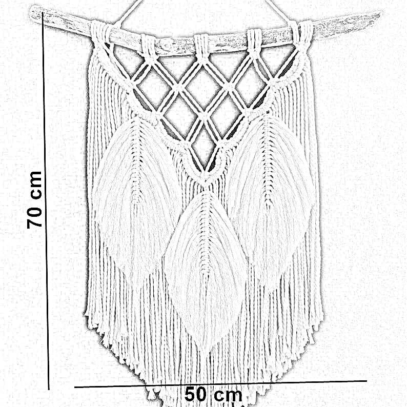 مكرمية حائط خشب، 50*70 سم